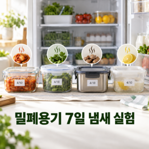 밀폐용기 7일 냄새 실험